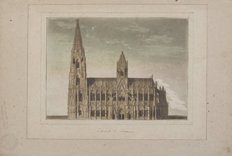 Cattedrale di Colonia (stampa colorata a mano tagliata) - ambito nord-europeo (seconda metà sec. XIX)