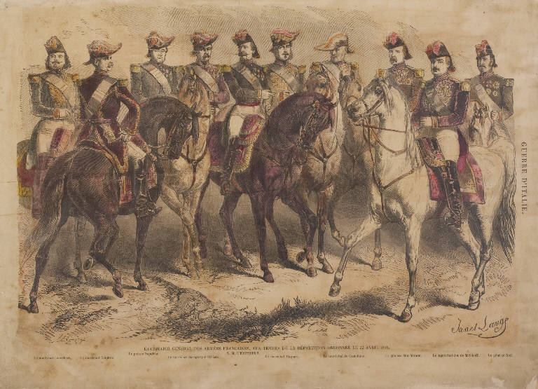 Stato Maggiore Generale della Armate francesi (stampa colorata a mano) di Best H, Lange Janes (seconda metà sec. XIX)