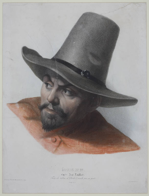 Ritratto maschile (stampa colorata a mano) di Delaroche Paul, Duriez (sec. XIX)