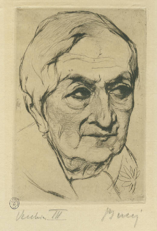 Vecchia III, Ritratto di vecchia (stampa) di Bucci Anselmo (sec. XX)