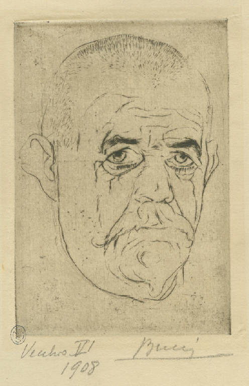 Vecchio VI, Ritratto di vecchio (stampa) di Bucci Anselmo (sec. XX)