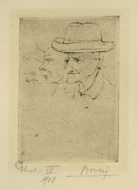 Vecchio IV, Ritratti di vecchi (stampa) di Bucci Anselmo (sec. XX)