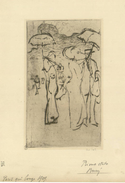 Chevaux d'Hellas, Donne a passeggio (stampa) di Bucci Anselmo (sec. XX)