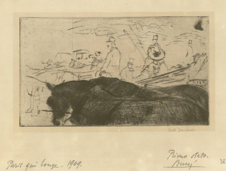 Au frais, Carrozze (stampa) di Bucci Anselmo (sec. XX)