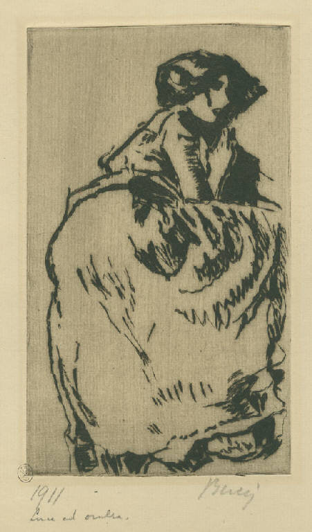 Luce ed ombra, Ritratto femminile (stampa) di Bucci Anselmo (sec. XX)