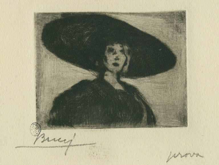 Giulia col cappello, Ritratto di Giulia con cappello (stampa) di Bucci Anselmo (sec. XX)