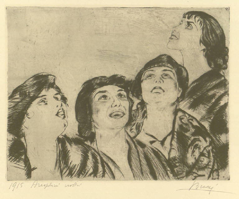 La Landa, Paesaggio con mucche al pascolo (stampa) di Bucci Anselmo (sec. XX)