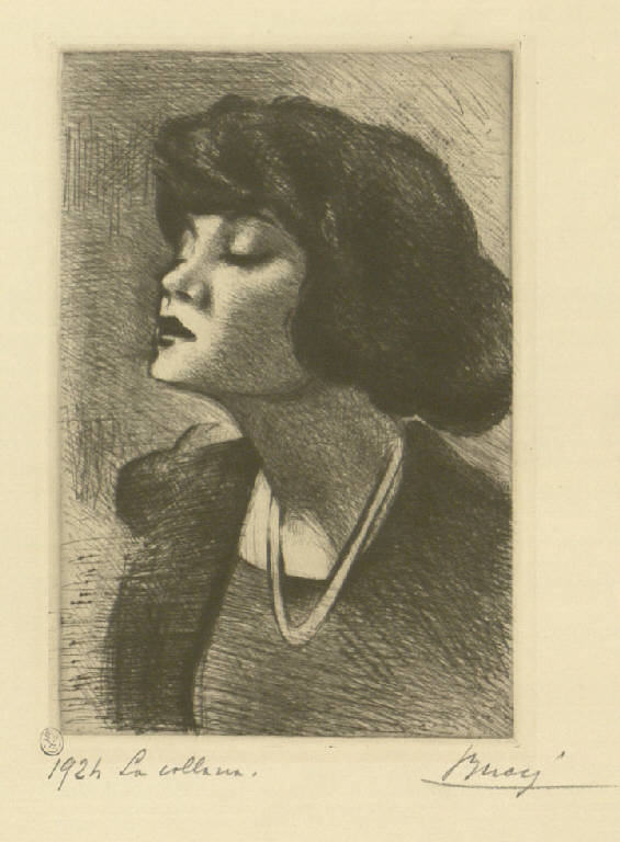 La collana, Ritratto femminile (stampa) di Bucci Anselmo (sec. XX)