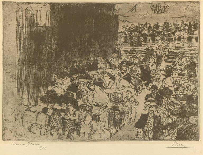 Cinema Forain, Platea di un cinema (stampa) di Bucci Anselmo (sec. XX)