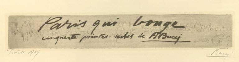 Paris qui bouge - testata, Auto e figure (stampa) di Bucci Anselmo (sec. XX)