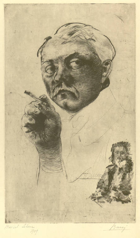 Marcel Leheur, Doppio ritratto di Marcel Leheur (stampa) di Bucci Anselmo (sec. XX)