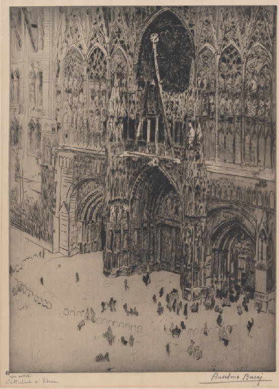 Cattedrale di Rouen, Facciata della cattedrale di Rouen (stampa) di Bucci Anselmo (sec. XX)