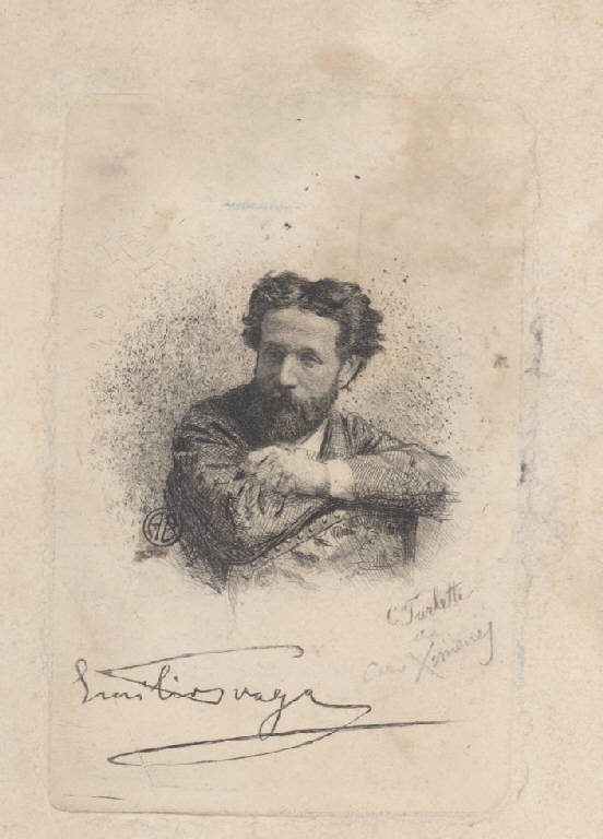 Emilio Praga, Ritratto di Emilio Praga (stampa) di Turletti Celestino (sec. XIX)
