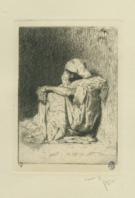 Arabo seduto, Arabo seduto (stampa) di Fortuny y Marsal Mariano (sec. XIX)