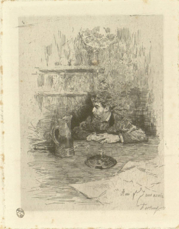 Ritratto del pittore Zamacois, Ritratto del pittore Zamacois (stampa) di Fortuny y Marsal Mariano (sec. XIX)