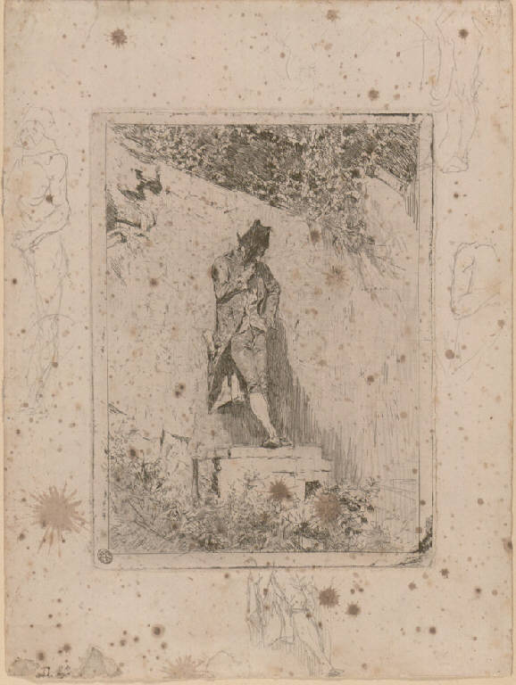 Meditazione, Allegoria della Meditazione (stampa) di Fortuny y Marsal Mariano (sec. XIX)