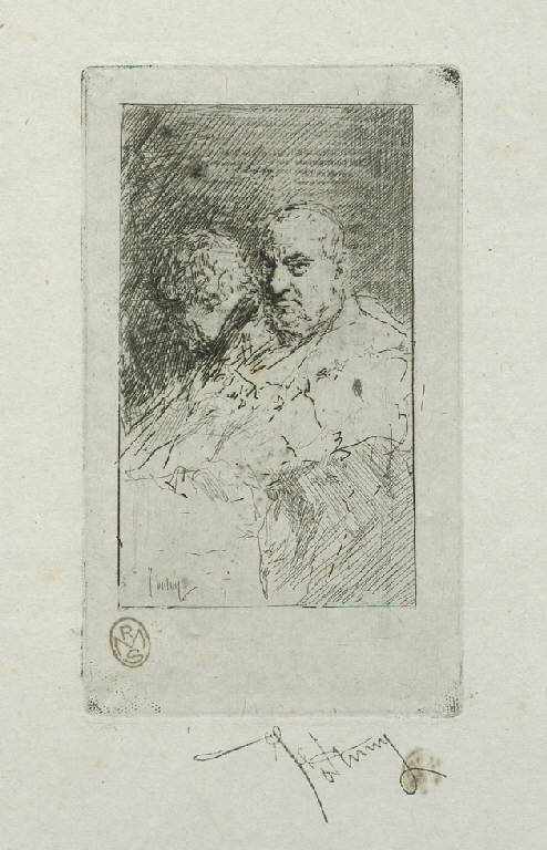 Due cardinali, Doppio ritratto di cardinali (stampa) di Fortuny y Marsal Mariano (sec. XIX)