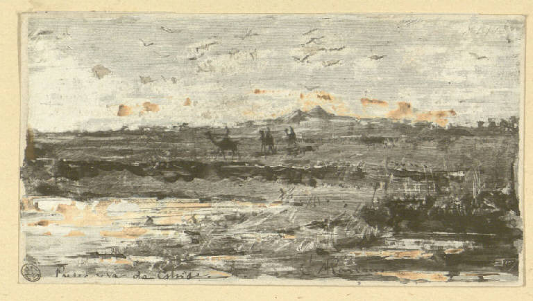 Paesaggio egiziano, Paesaggio egiziano (Stampa smarginata) di Mariani Pompeo, Mariani Pompeo (secc. XIX/ XX)