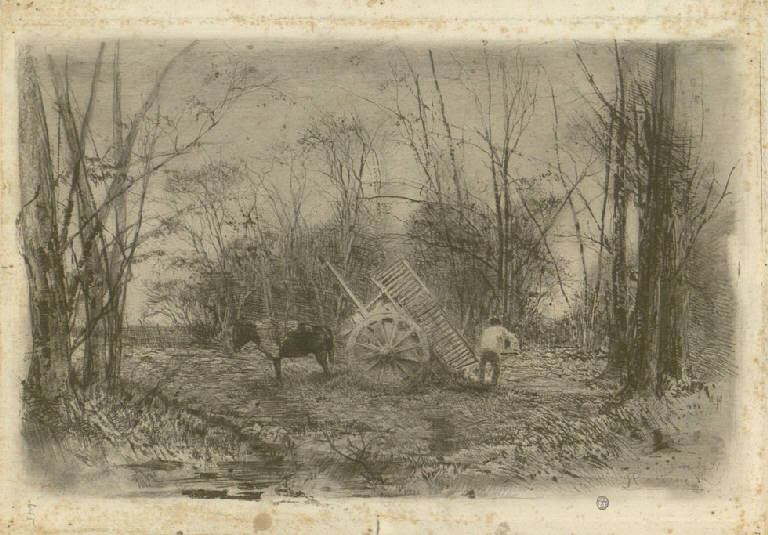 Paesaggio con contadino (Stampa) di Mariani Pompeo, Mariani Pompeo (sec. XIX)