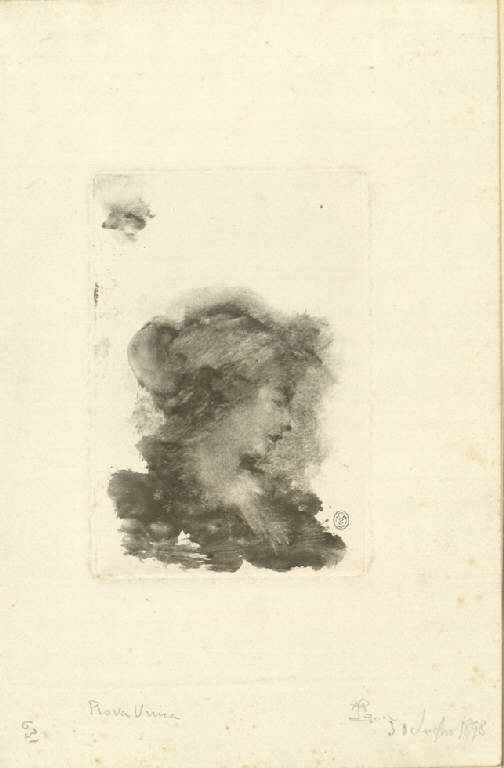 Ritratto femminile di profilo verso destra, Ritratto femminile di profilo (Stampa) di Mariani Pompeo, Mariani Pompeo (sec. XIX)
