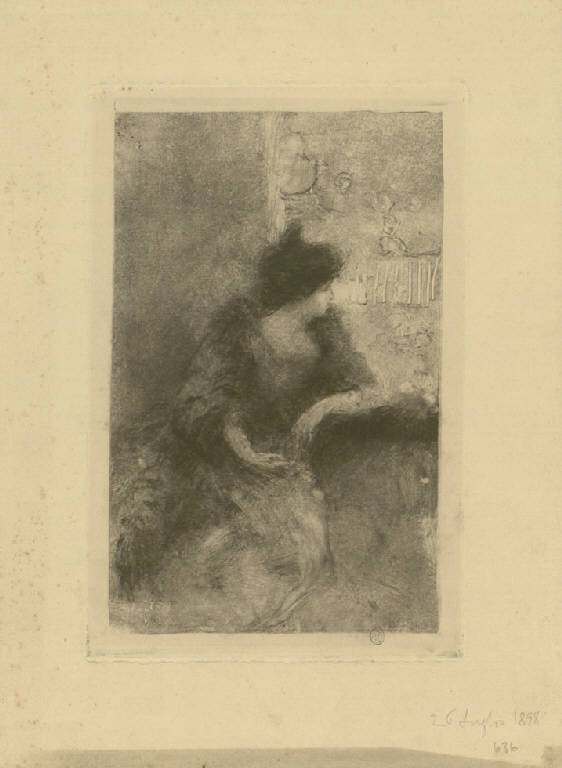 Donna seduta alla finestra, Donna seduta (Stampa) di Mariani Pompeo, Mariani Pompeo (sec. XIX)
