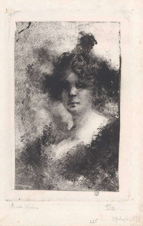 Ritratto femminile, Busto femminile (Stampa) di Mariani Pompeo, Mariani Pompeo (sec. XIX)