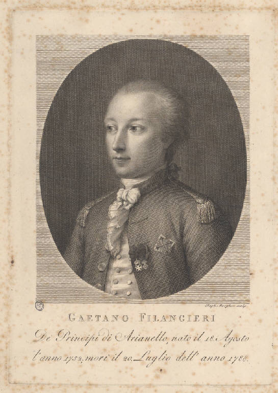 Ritratto di Gaetano Filangieri (Stampa) di Morghen Raffaello, Tofanelli Stefano (secc. XVIII/ XIX)