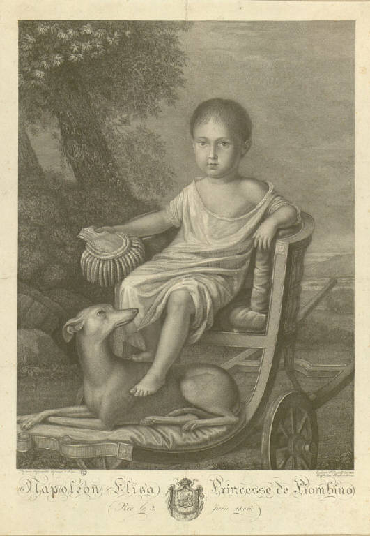 Ritratto di Elisa Bonaparte (Stampa smarginata) di Tofanelli Andrea, Tofanelli Stefano, Morghen Raffaello, Tofanelli Stefano (sec. XIX)
