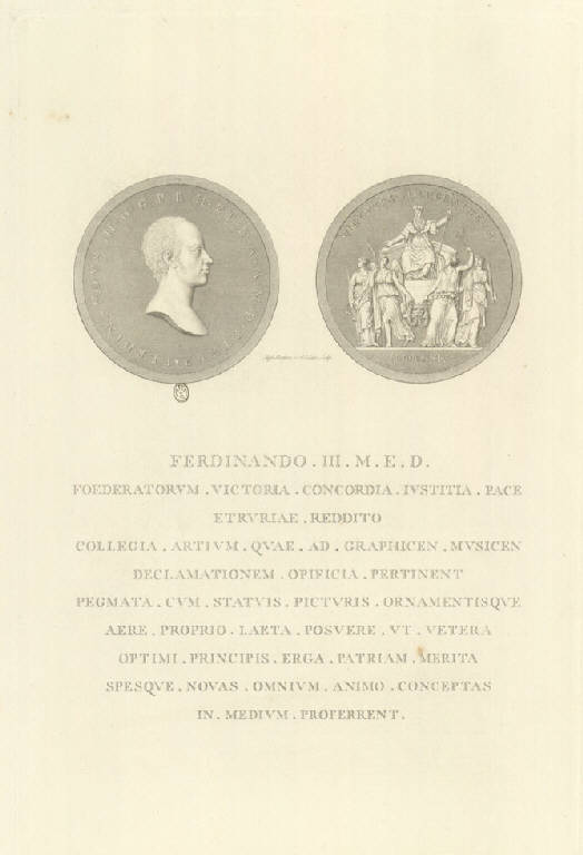 Medaglie celebrative di Ferdinando III (Stampa) di Morghen Raffaello, Lapi Angelo Emilio (sec. XIX)