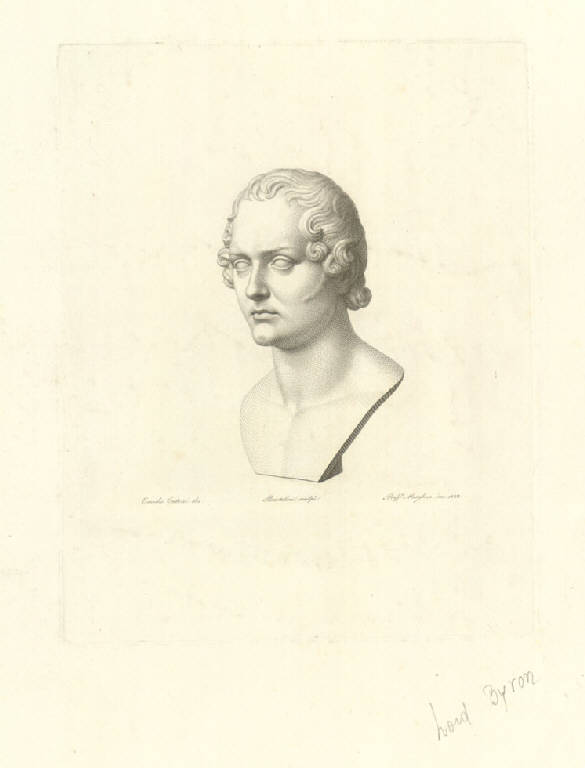 Ritratto di Lord Byron (Stampa) di Morghen Raffaello, Bartolini A, Cateni Emidio (sec. XIX)