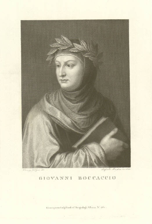 Ritratto di Giovanni Boccaccio (Stampa) di Morghen Raffaello, Bartolini A, Gozzini Vincenzo (sec. XIX)