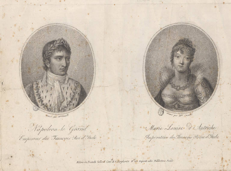 Ritratti di Napoleone Bonaparte imperatore e di Maria Luisa d'austria (Stampa smarginata) di Cavalli Domenico (sec. XIX)
