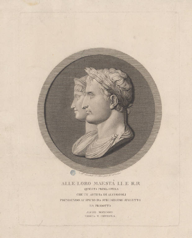 Medaglia con i ritratti di Napoleone Bonaparte e Maria Luisa (Stampa) di Locatelli A.o, Locatelli A.o (sec. XIX)