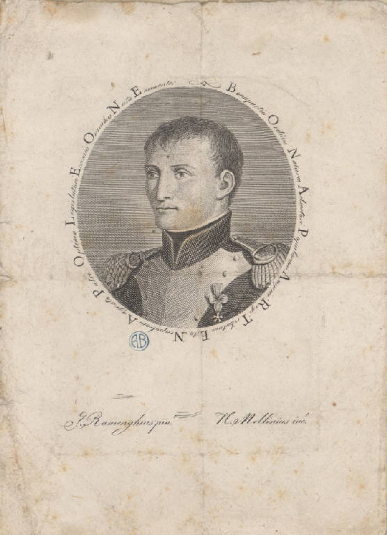 Ritratto di Napoleone Bonaparte imperatore (Stampa) di Mellinius N, Ramenghius J (sec. XIX)