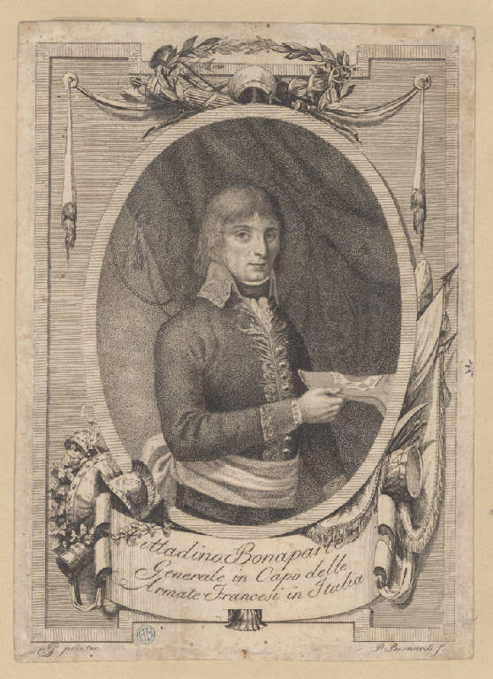 Ritratto di Napoleone Bonaparte generale (Stampa smarginata) di Bernardi P (sec. XIX)