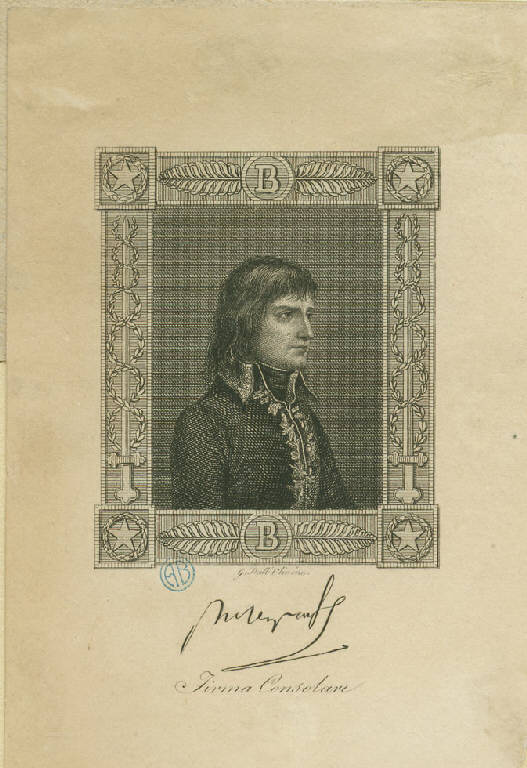 Ritratto di Napoleone Bonaparte generale (Stampa smarginata) di Dall'Olio G (sec. XIX)
