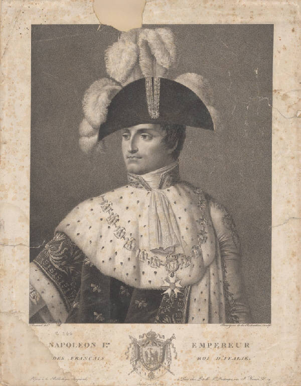 Ritratto di Napoleone Bonaparte imperatore (Stampa smarginata) di Bourgeois de la Richardière, Dumont (sec. XIX)