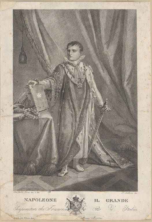 Ritratto di Napoleone Bonaparte imperatore (Stampa smarginata) di Bellemo F, Dalla Rosa Sav, Dalla Rosa Sav (sec. XIX)