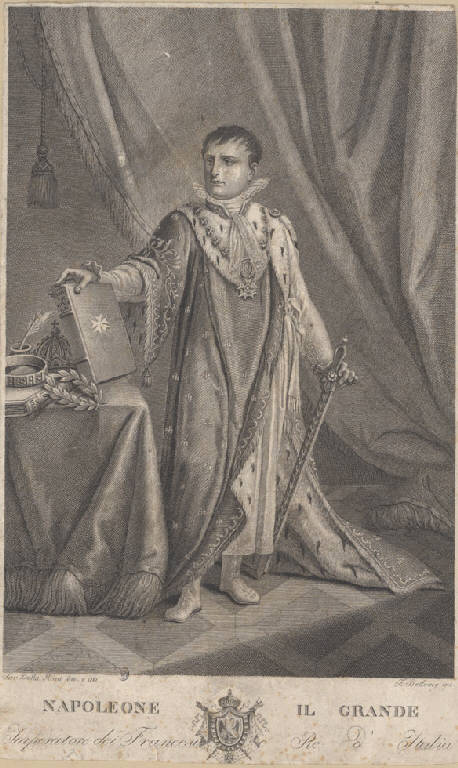 Ritratto di Napoleone Bonaparte imperatore (Stampa smarginata) di Dalla Rosa Sav, Dalla Rosa Sav, Dalla Rosa Sav (sec. XIX)