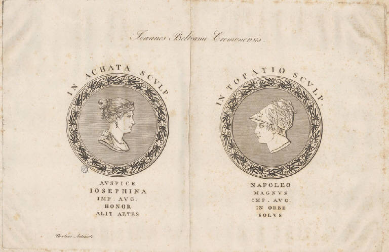 Cammei con i ritratti di Napoleone Bonaparte e di Josephine de Beauharnais (Stampa) di Antonioli Nicola, Beltrami Giovanni (sec. XIX)