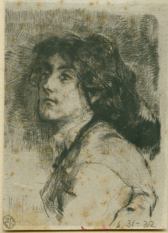 Ritratto della moglie Carolina Marignani (Stampa smarginata) di Bianchi Mosè, Bianchi Mosè (sec. XIX)