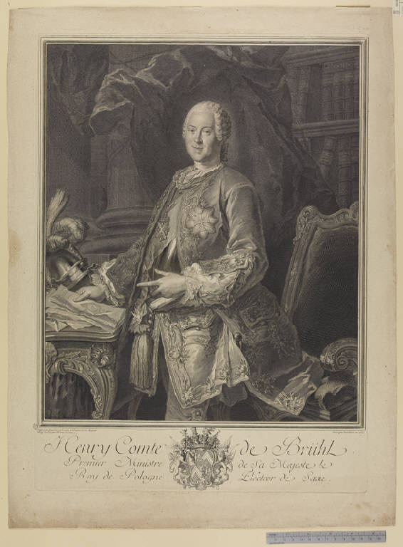 Ritratto di Henry conte di Brühl (stampa) di Balechou Jean Joseph, Silvestre Louis de il Giovane (sec. XVIII)