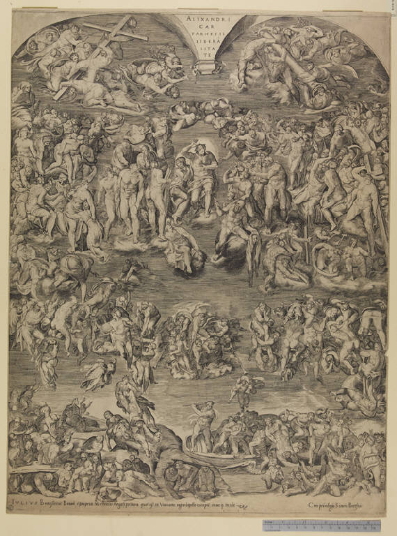 Giudizio Universale, Giudizio universale (stampa smarginata) di Bonasone Giulio, Buonarroti Michelangelo (sec. XVI)