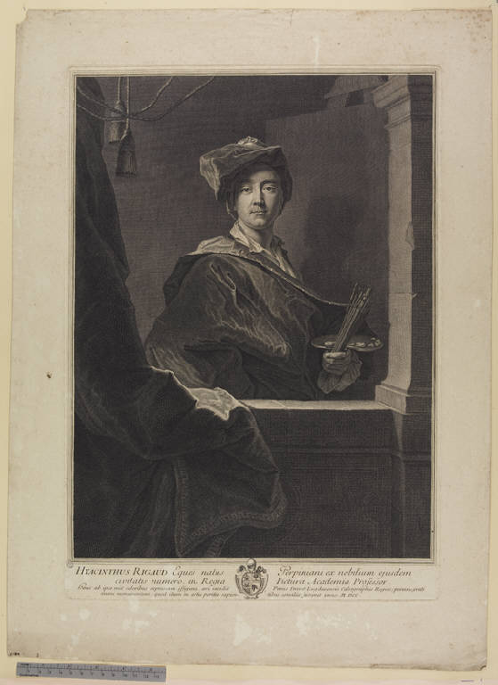Ritratto del pittore Hyacinthe Rigaud (stampa) di Drevet Pierre, Rigaud Hyacinthe (sec. XVIII)