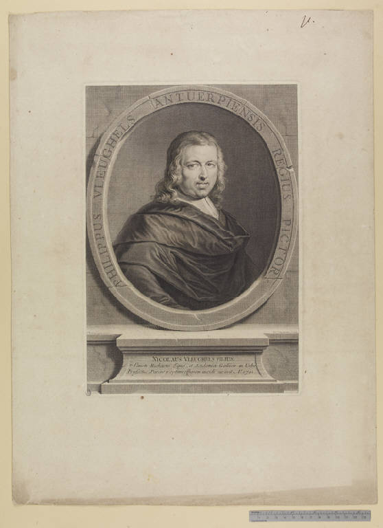 Ritratto del pittore Philipp Vleughels (stampa) di Larmessin Nicolas IV de, Champaigne Jean-Baptiste de (sec. XVIII)
