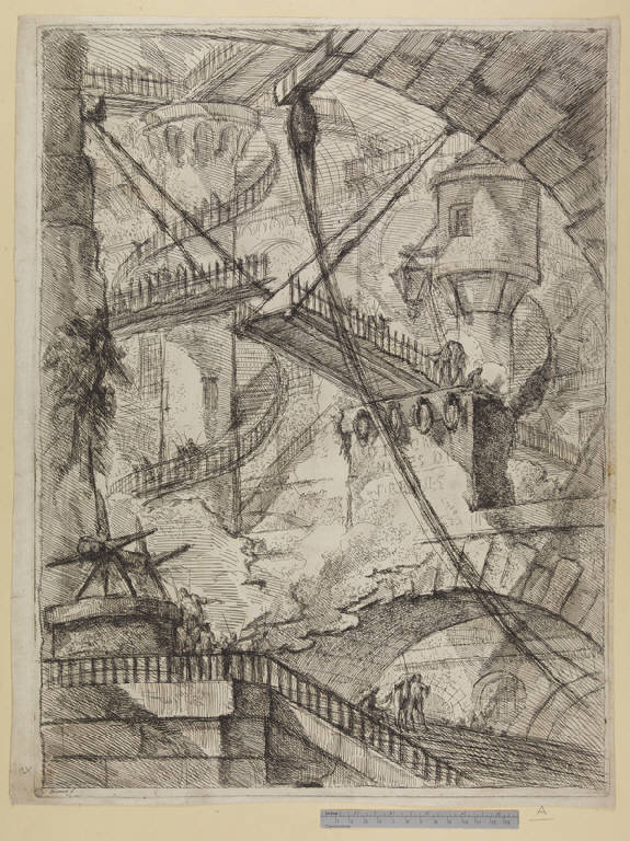 Carcere VII, Interno di architettura immaginaria (stampa) di Piranesi Giovanni Battista, Piranesi Giovanni Battista (sec. XVIII)