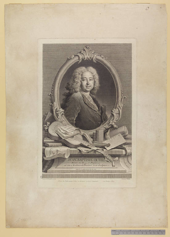 Ritratto del pittore Jean Baptiste Oudry (stampa) di Tardieu Jacques Nicolas, Largillière Nicolas de (sec. XVIII)
