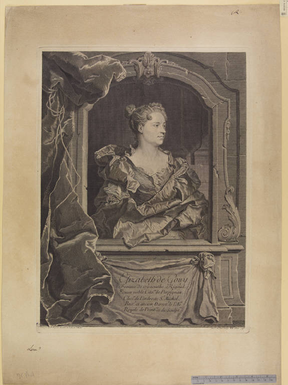 Ritratto di Elizabeth de Gouy (stampa) di Wille Johann Georg, Rigaud Hyacinthe (sec. XVIII)