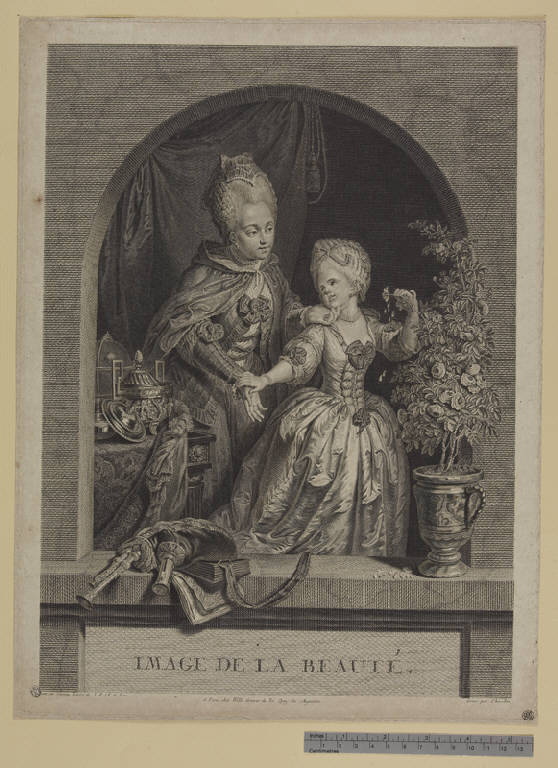 Allegoria della Bellezza (stampa smarginata) di Chevillet Juste, Schenau Johannn Eleazer (sec. XVIII)