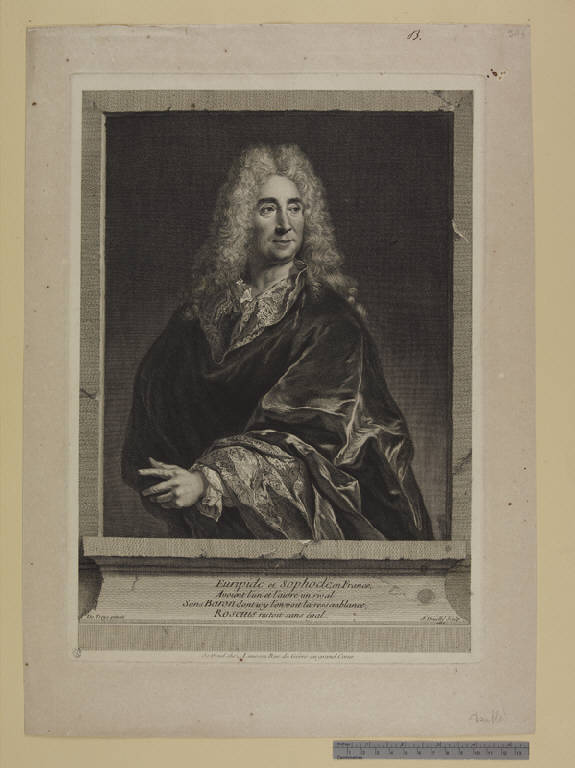 Ritratto dell'attore Baron, Ritratto dell'attore Baron (stampa) di Daullé Jean, Troy Jean Francois de (sec. XVIII)